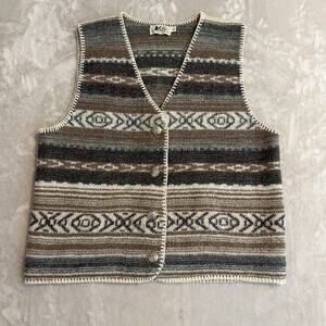 VTG Rei Sweater Womens Large Wool Vest Southwestern Boho Layering Cozy Cottage